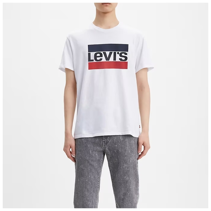 T-Shirt Levi's Logo Bandes - Blanc